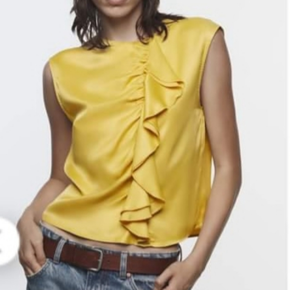 Zara Yellow Ruffle Top